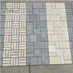 Yellow Grey Paver Pattern Mesh Back Floor Pavement