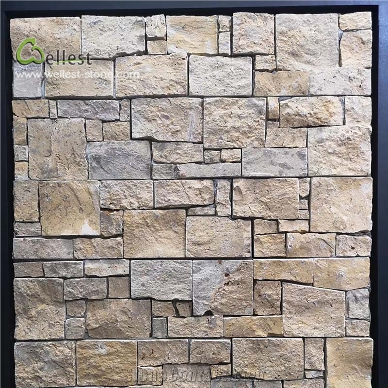 Yellow Ledgestone with Hole Texture Veneer