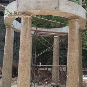Yellow Polished Stone Pillar Post Column Plaza