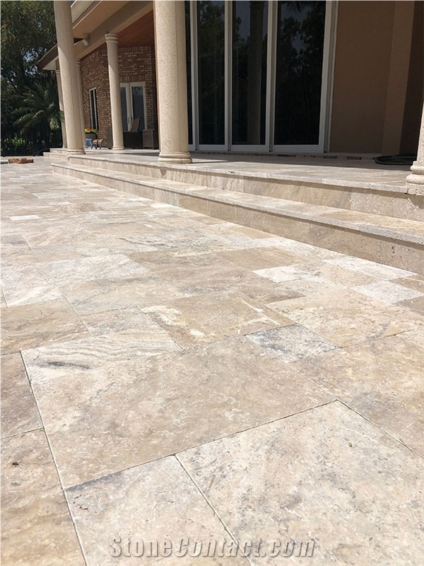 Kiara Silver Travertine Pool Deck Pavers