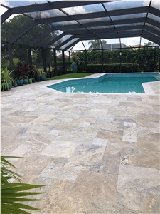 Kiara Silver Travertine Pool Deck Pavers