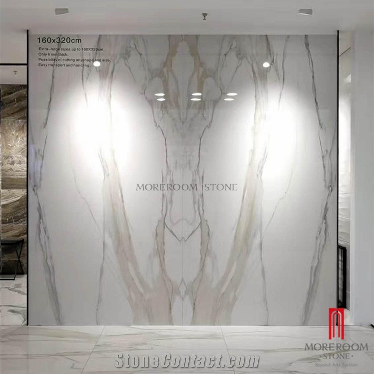 Bookmatch White Marble Look Porcelain Slab