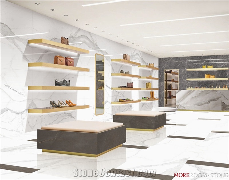 Bookmatch White Marble Look Porcelain Slab