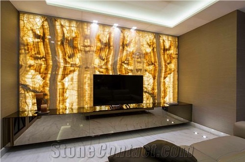 Natural Translucent Thin Onyx Stone Panel Backlit