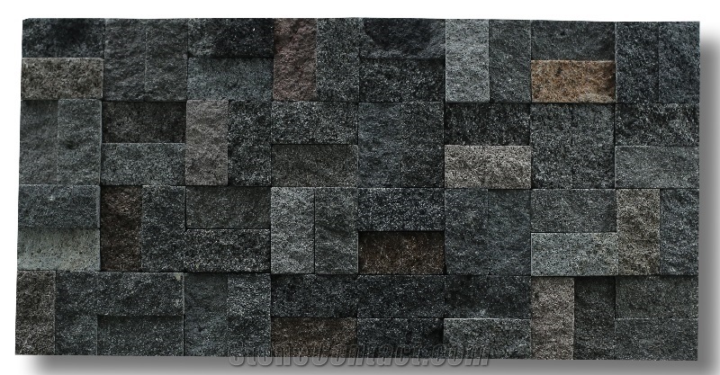 Bali Black Lavastone Wall Cladding Ledge Panels