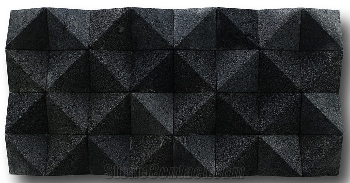 Bali Black Lavastone Wall Cladding Ledge Panels