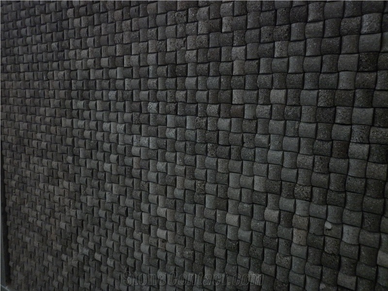 Bali Black Lavastone Wall Cladding Ledge Panels