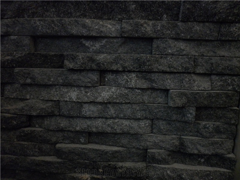 Bali Black Lavastone Wall Cladding Ledge Panels
