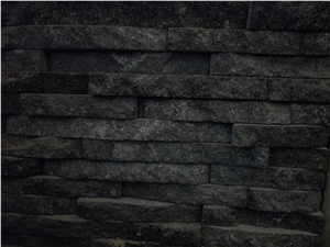 Bali Black Lavastone Wall Cladding Ledge Panels