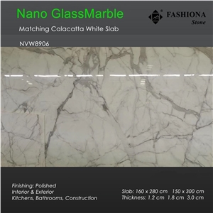 Bookmatch Calacatta White Crystallized Glass Marble