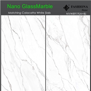 Calacatta White Nano Glass Marble Matching Slab