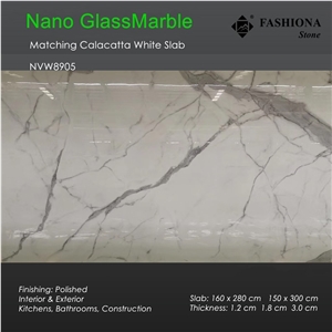Calacatta Whithe Artificial Glass Marble Slab