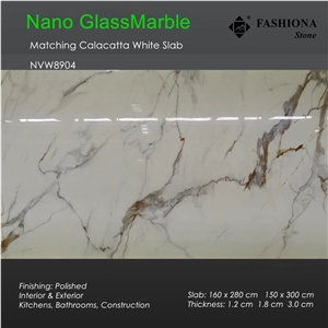 Matching Calacatta White Glass Marble Slab