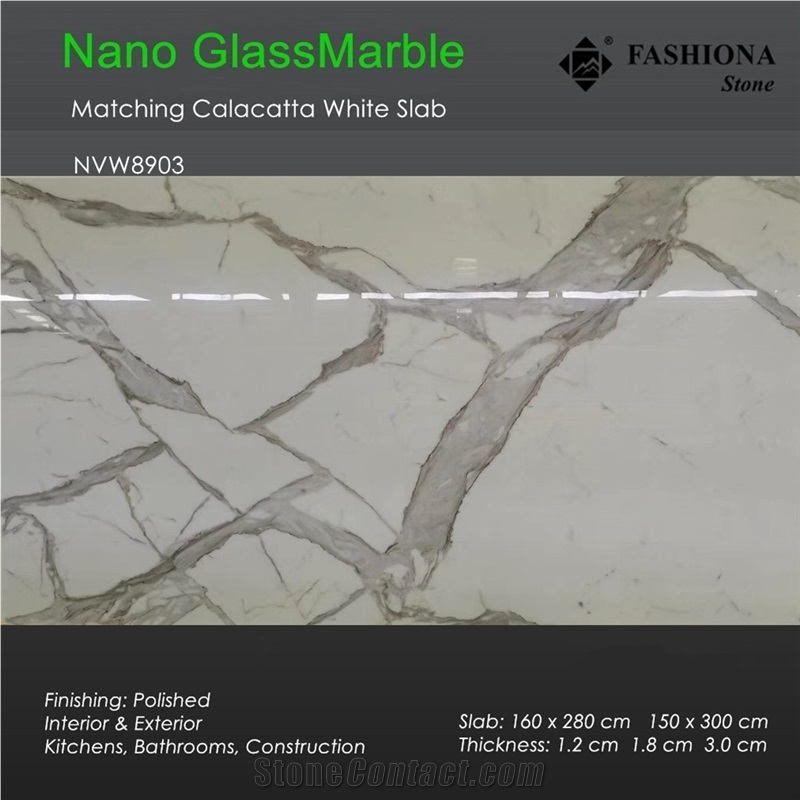 Matching Calacatta White Glass Marble Slab