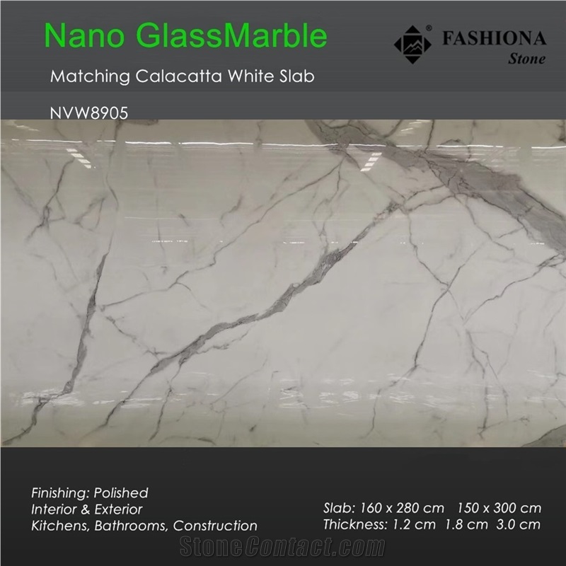 Matching Calacatta White Glass Marble Slab