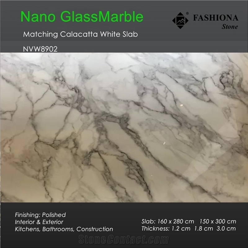 Matching Calacatta White Glass Marble Slab