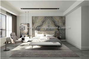 Hot Sale Peacock Green Marble Tiles for Steps
