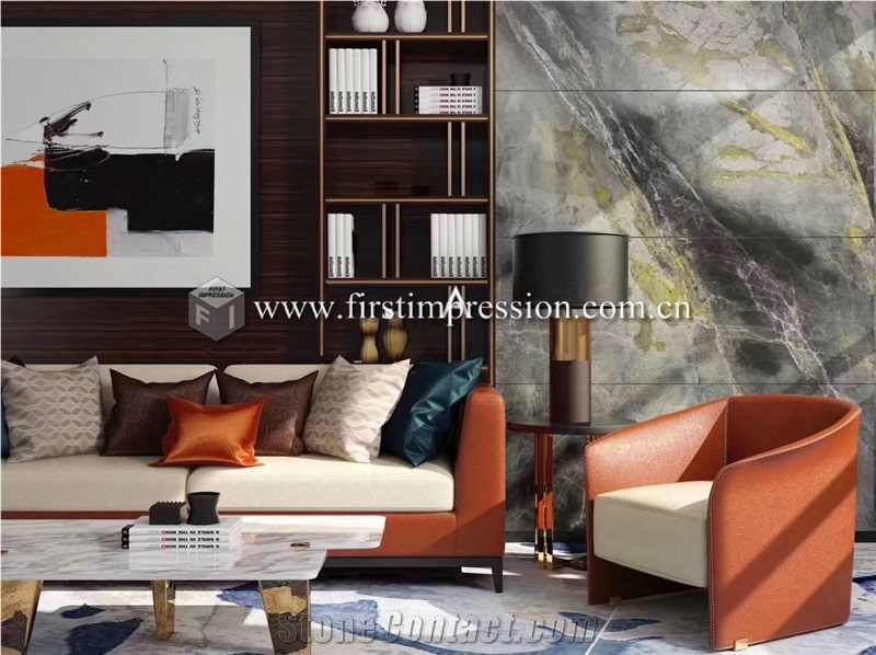 Hot Sale Peacock Green Marble Tiles for Steps