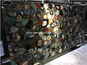 Purple Agate Slabs,Gemstone Tiles for Wall