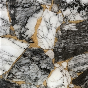 Alabaster Black Gold Big Artificial Stone Slab for Kitchen Decors