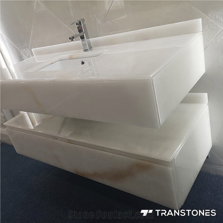 Polished Translucent White Faux Onyx Vanity Top