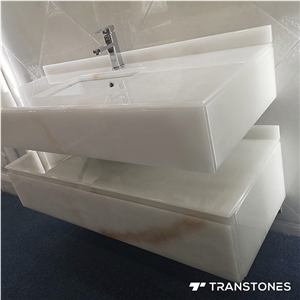 Polished Translucent White Faux Onyx Vanity Top
