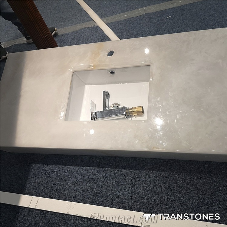 Polished Translucent White Faux Onyx Vanity Top