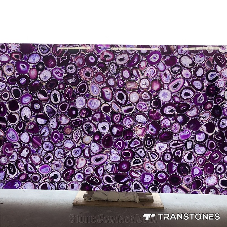 Purple Real Onyx Slab Backlit Agate for Home Decor