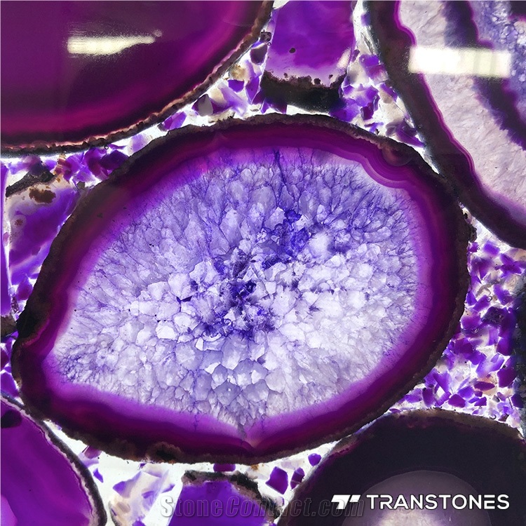 Purple Real Onyx Slab Backlit Agate for Home Decor