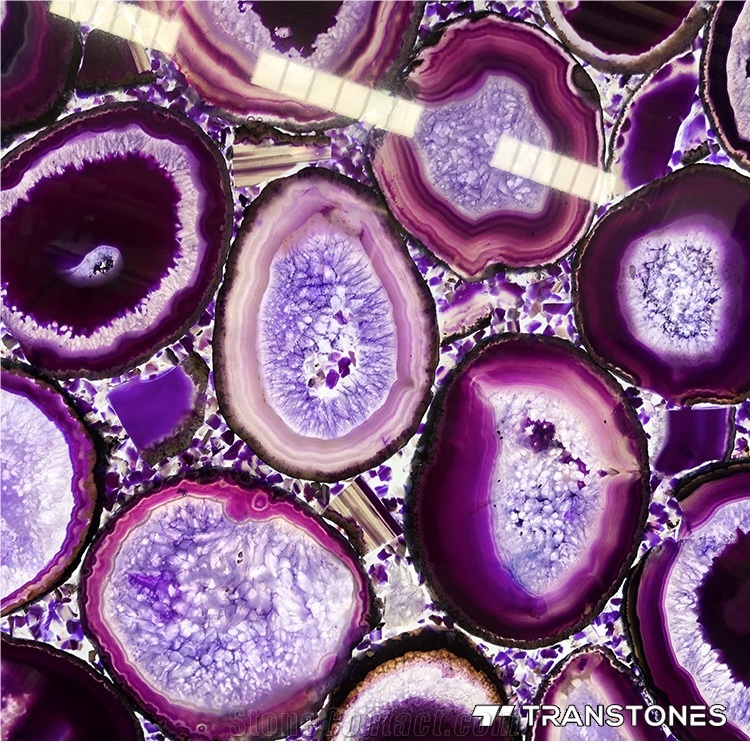 Purple Real Onyx Slab Backlit Agate for Home Decor
