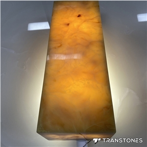 Translucent Polished Yellow Faux Onyx Lighting Box