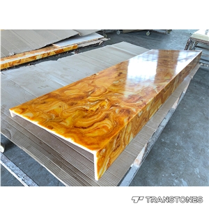 Transtones Yellow Faux Alabaster Sheet for Bar Counter