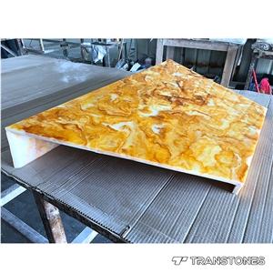 Transtones Yellow Faux Alabaster Sheet for Bar Counter