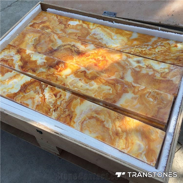 Transtones Yellow Faux Alabaster Sheet for Bar Counter