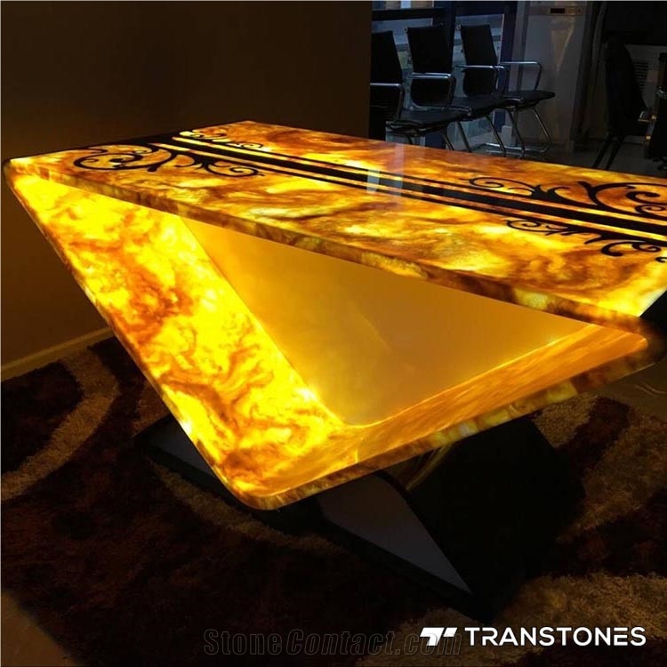 Transtones Yellow Faux Alabaster Sheet for Bar Counter
