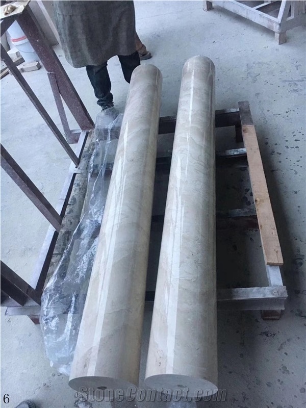 Beige Marble Stone Column Pillars Capital Bases