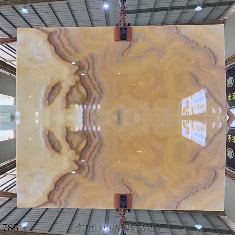 Beige Onice Onyx Pina Slab Bathroom Vantiy Wall