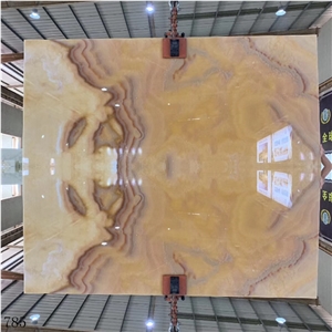 Beige Onice Onyx Pina Slab Bathroom Vantiy Wall