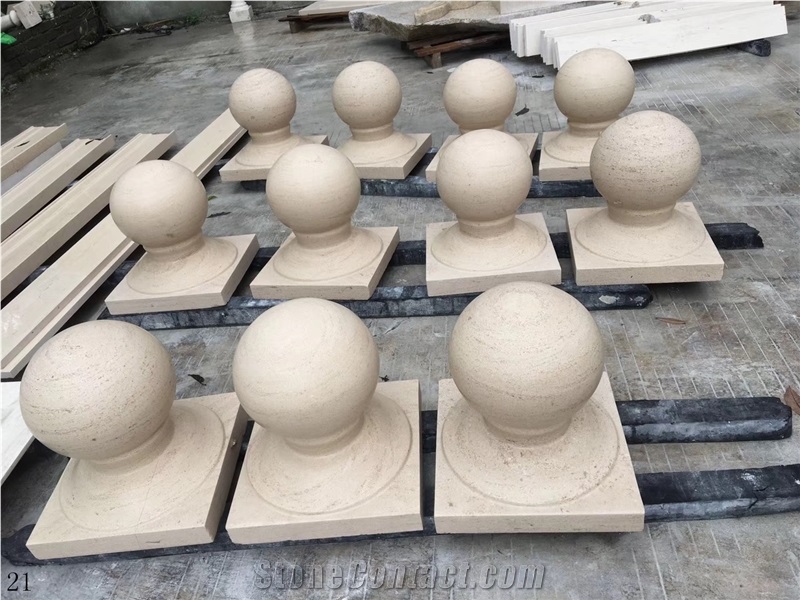 Beige Sandstone Balustrade Stair Handrail Plinth