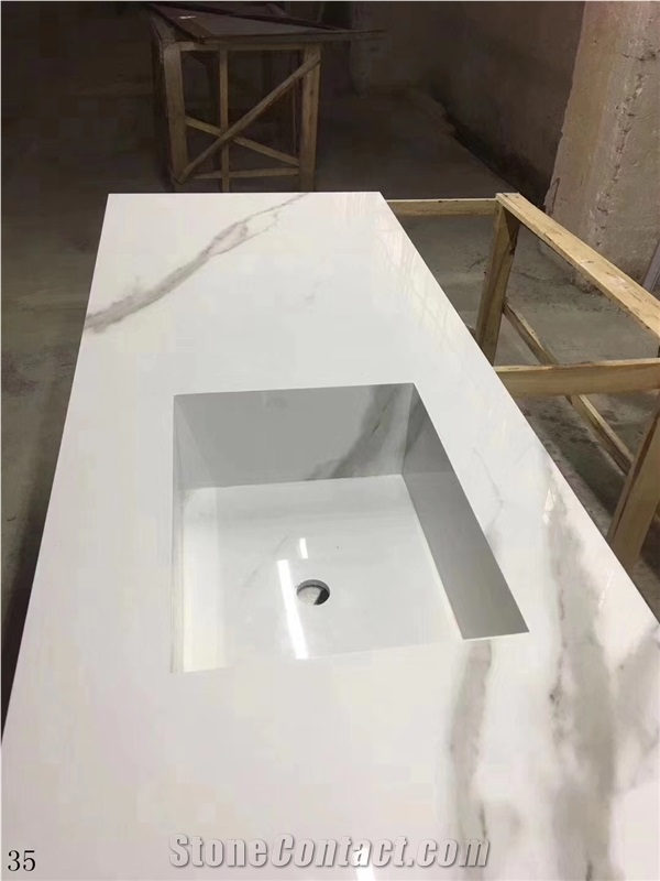Bianco Calacatta White Marble Vanity Countertop