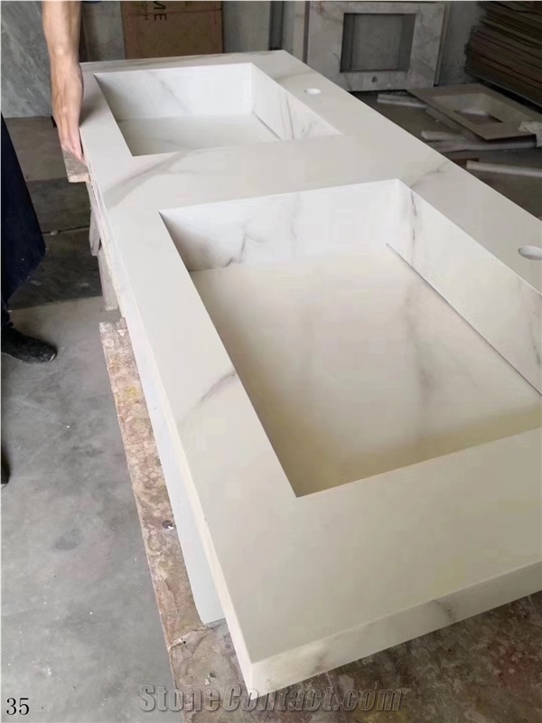 Bianco Calacatta White Marble Vanity Countertop