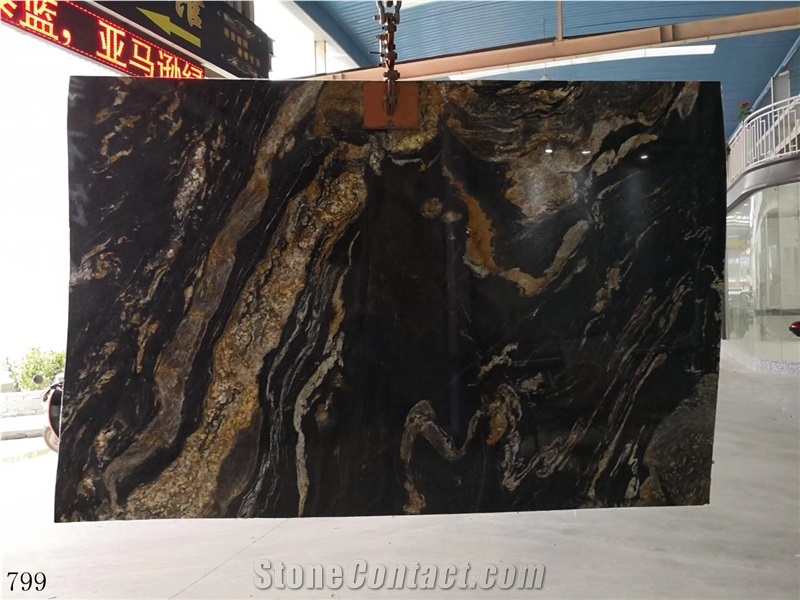 Black Swan Cosmic Black Cosmos Granite Slab Tile