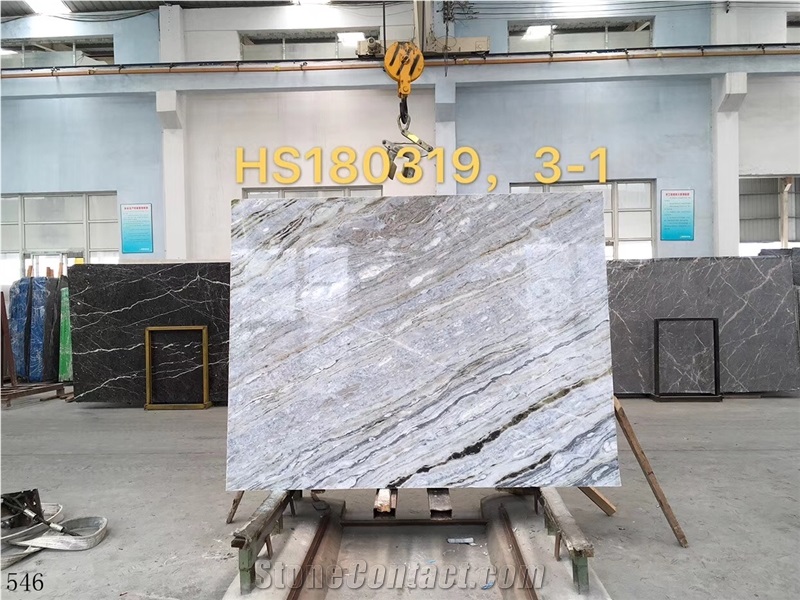 China Changbai Blue Jade Marble Danube Slab Tile