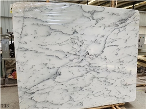 China Crystal Fine Lines Snow White Marble Slab