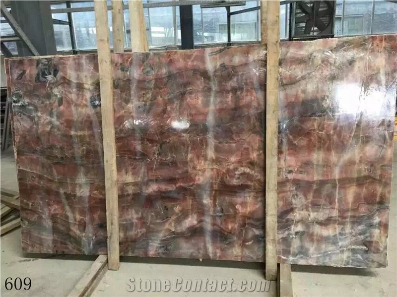 China Louis Red Agate Onyx Marble Slab Tile Floor