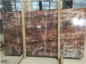 China Louis Red Agate Onyx Marble Slab Tile Floor