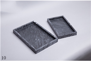 China Natural Stone Black Marble Plate Tray Dish