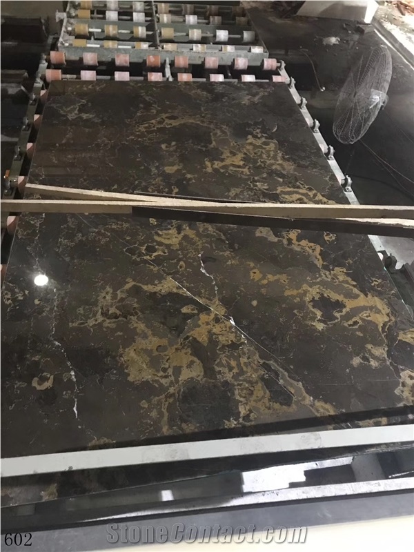 China Nero Marfilia Portoro Black Marble Slab Tile