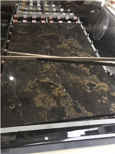 China Nero Marfilia Portoro Black Marble Slab Tile
