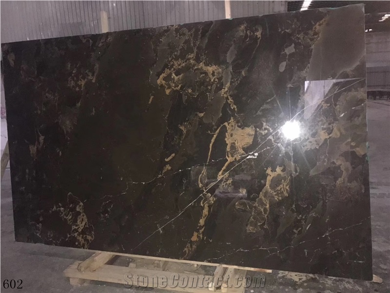 China Nero Marfilia Portoro Black Marble Slab Tile